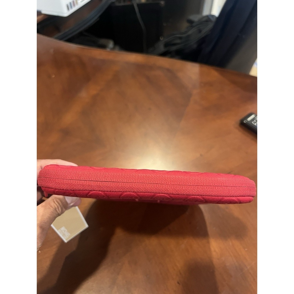 Michael Kors Red Fabric Tablet Sleeve/Pouch EST. 1981 Embossed Logo Zip Closure - Picture 5 of 5